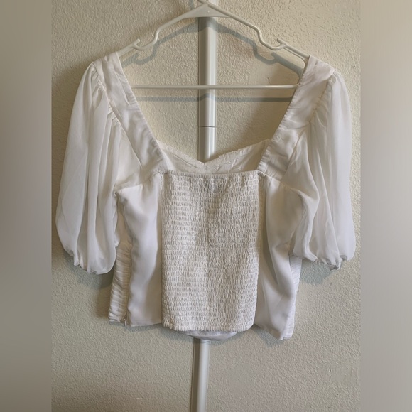 Abercrombie Ruched Puff Sleeve Sweetheart Top Size Large - Picture 3 of 8